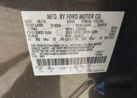 2011 Ford Edge Limited from USA, damaged, VIN 2FMDK4KC3BBA08259